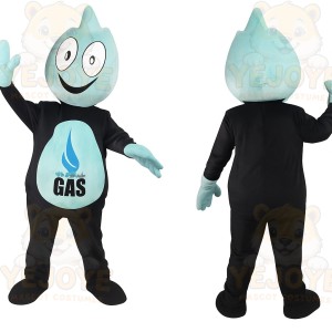 Light Blue Black Gas Flame Mascot Costume