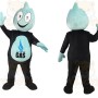Light Blue Black Gas Flame Mascot Costume