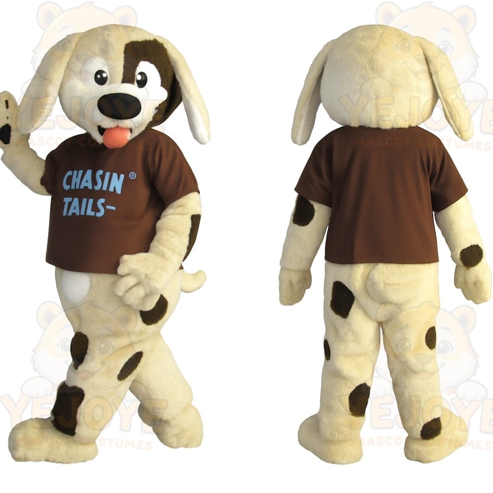 Cream Brown Spotted Dog Mascot Costume