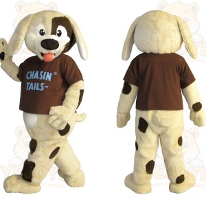 Cream Brown Spotted Dog Mascot Costume