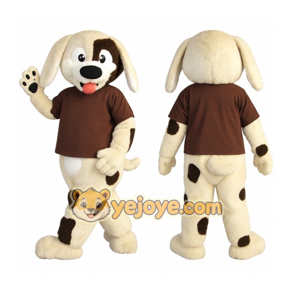 Cream Brown Spotted Dog Mascot Costume