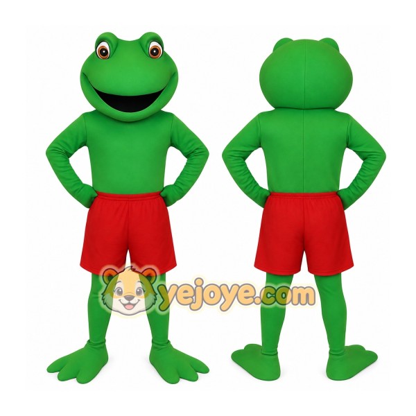 Green Frog With Red Shorts Mascot Costume