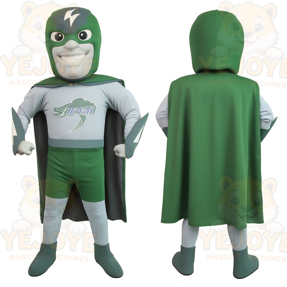 Green Gray Superhero Man Mascot Costume