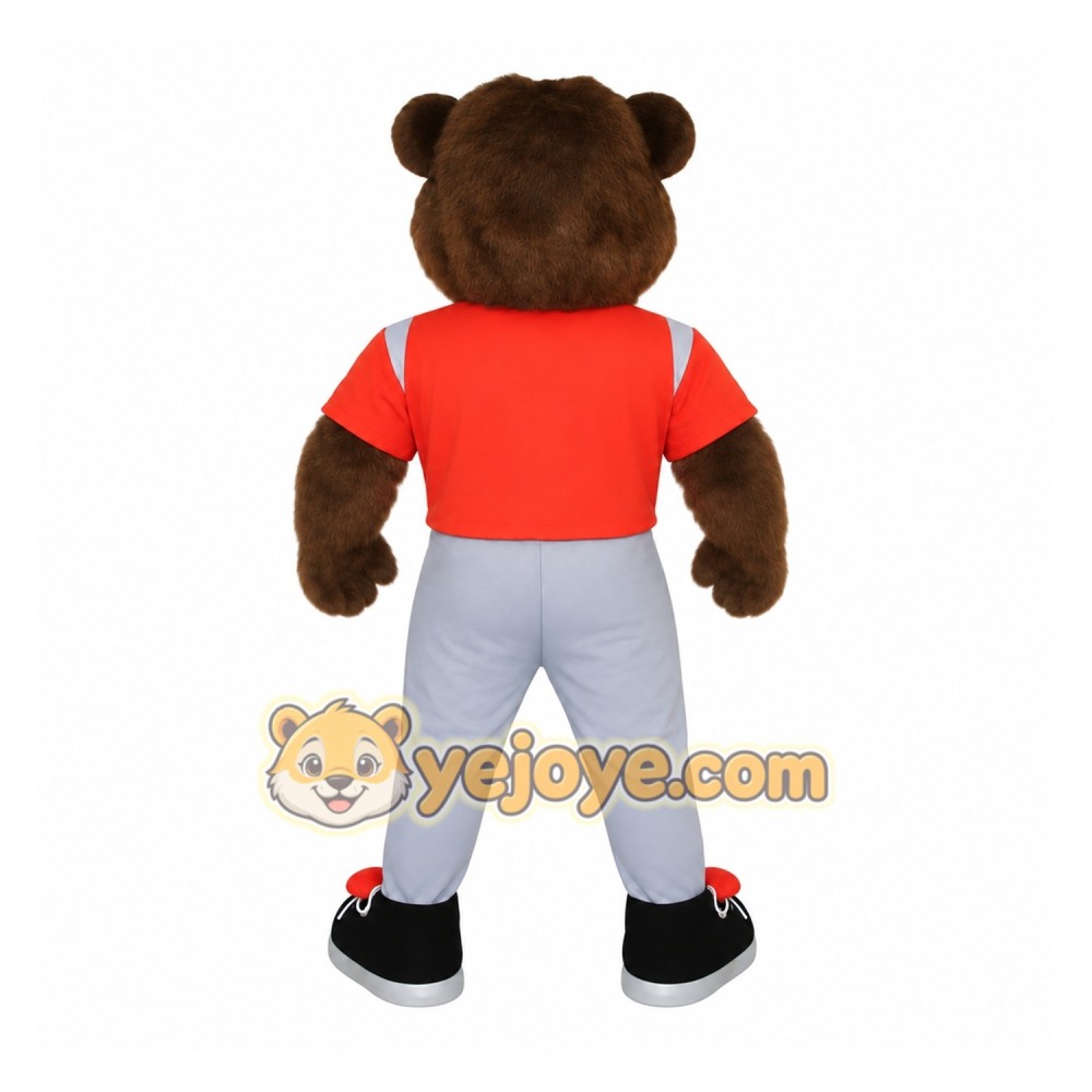 Brown Orange Baseball Bear Mascot Costume Brown Orange Baseball Bear Mascot Costume