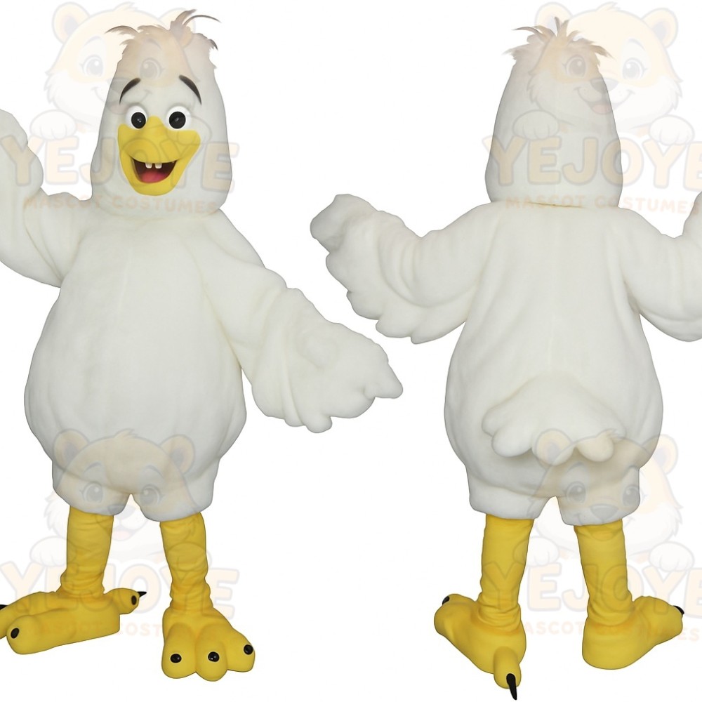 White Yellow Chicken Mascot Costume
