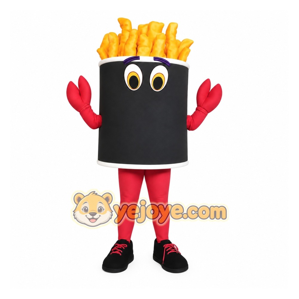 Black Yellow Red French Fries Mascot Costume Black Yellow Red French Fries Mascot Costume