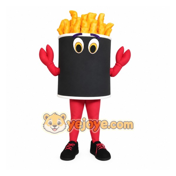 Black Yellow Red French Fries Mascot Costume Black Yellow Red French Fries Mascot Costume