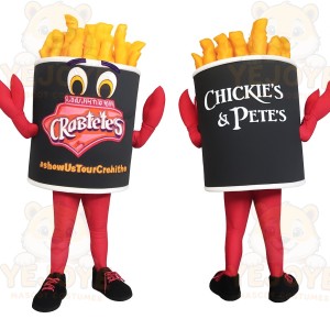 Black Yellow Red French Fries Mascot Costume