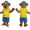 Brown Yellow Blue Bear Mascot Costume