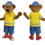 Brown Yellow Blue Bear Mascot Costume