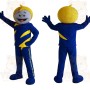 Blue Yellow Smiling Cartoon Boy Mascot Costume