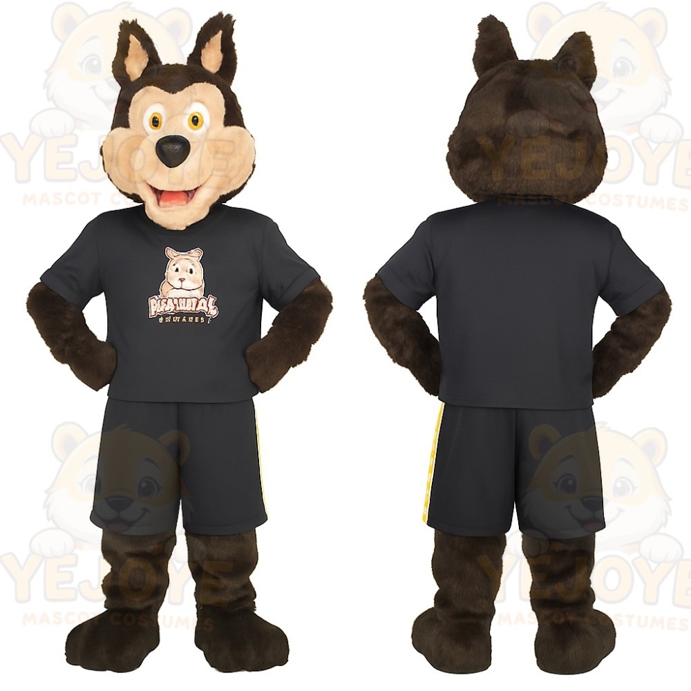 Dark Brown Cream Wolf Mascot Costume