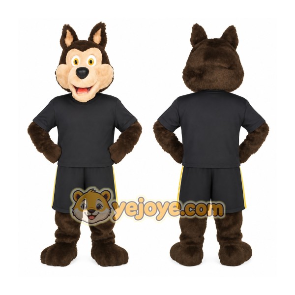 Dark Brown Cream Wolf Mascot Costume