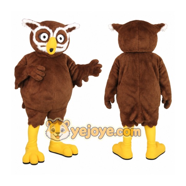 Brown White Yellow Owl Mascot Costume