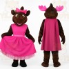 Brown Pink Moose Mascot Costume