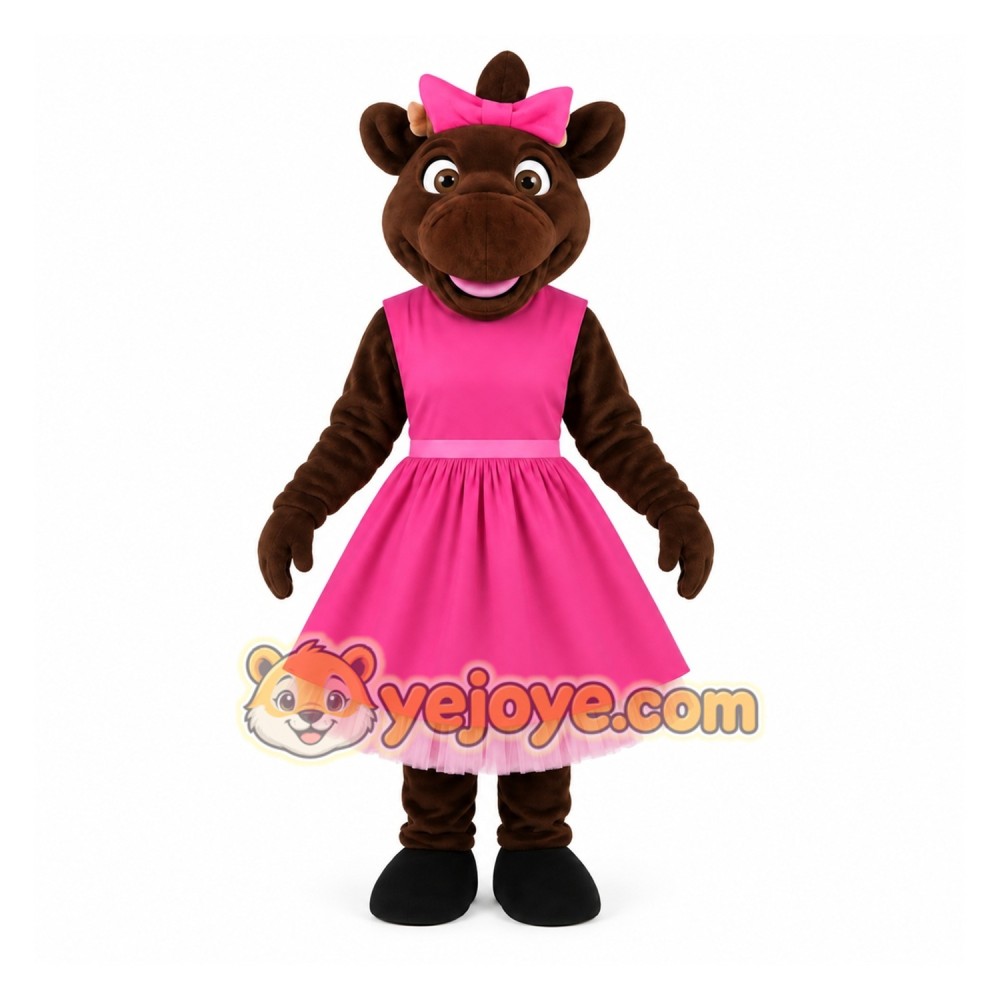 Brown Pink Moose Mascot Costume Brown Pink Moose Mascot Costume