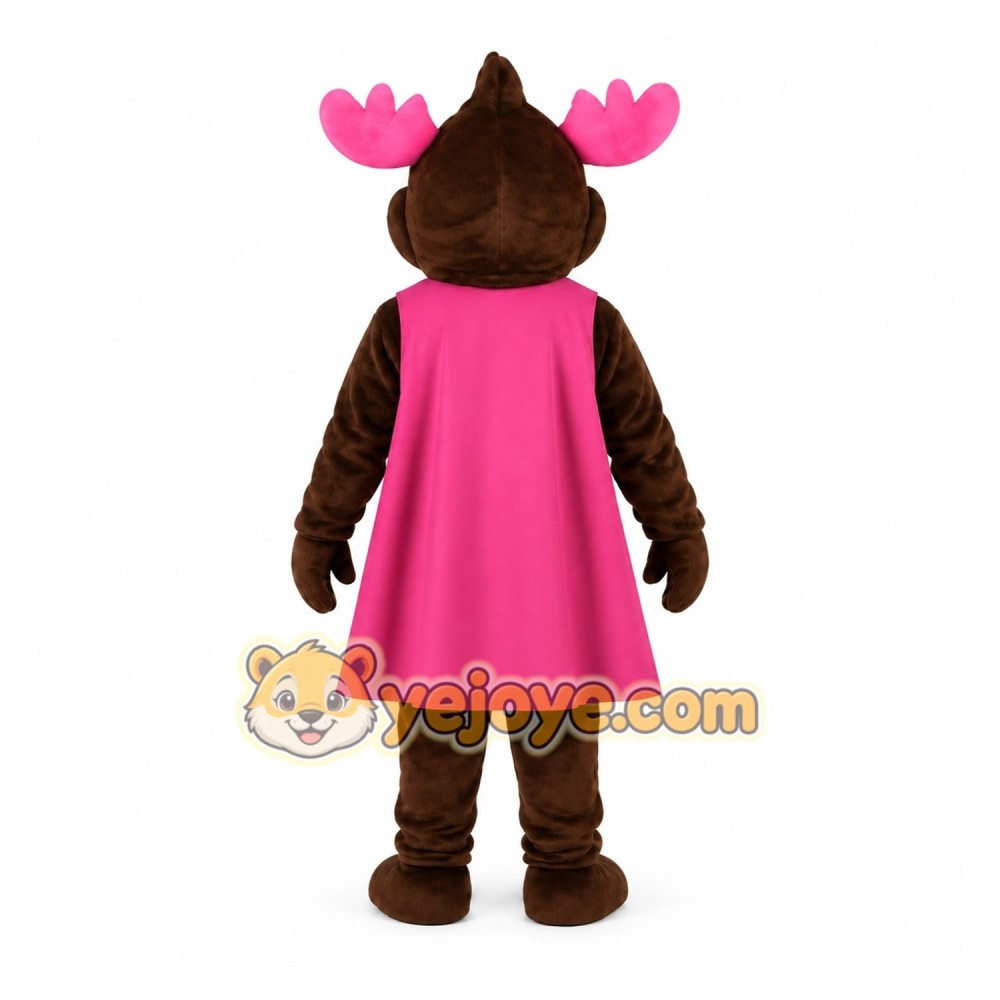 Brown Pink Moose Mascot Costume Brown Pink Moose Mascot Costume