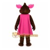 Brown Pink Moose Mascot Costume Brown Pink Moose Mascot Costume