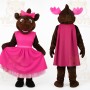 Brown Pink Moose Mascot Costume