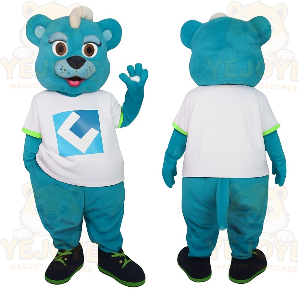 Turquoise White Bear Mascot Costume