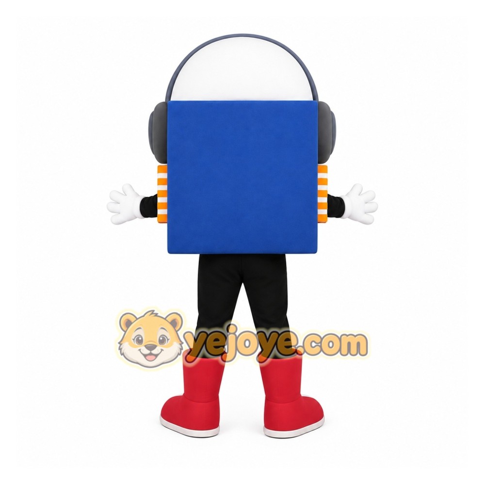 Blue Orange Computer Chip Mascot Costume Blue Orange Computer Chip Mascot Costume