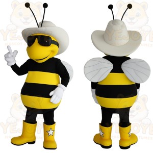 Yellow Black White Cowboy Bee Mascot Costume