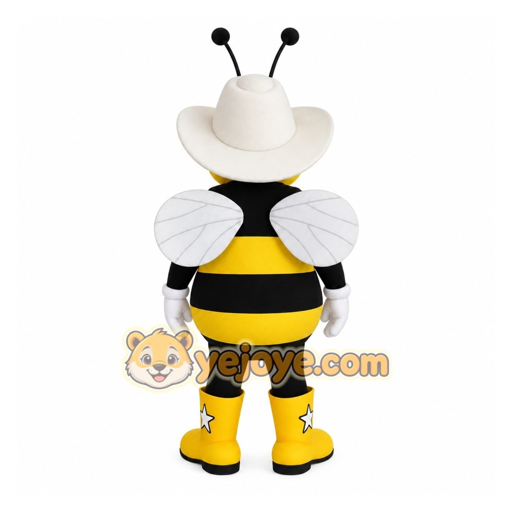 Yellow Black White Cowboy Bee Mascot Costume Yellow Black White Cowboy Bee Mascot Costume