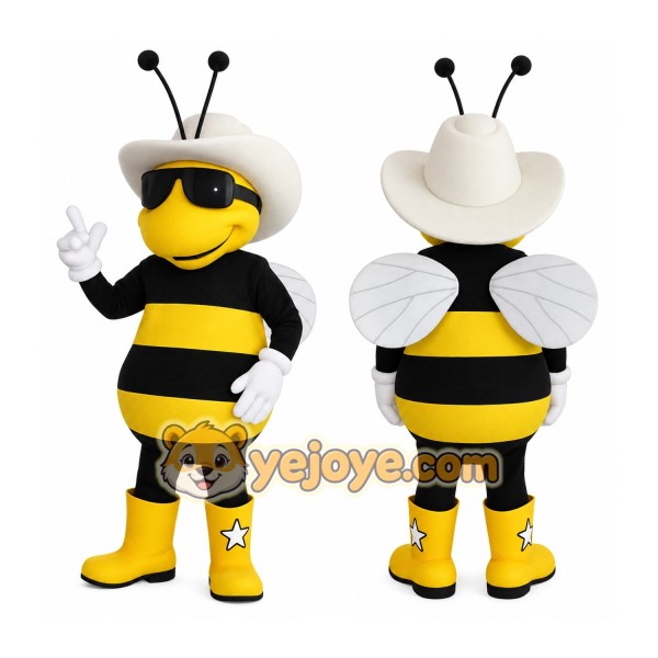 Yellow Black White Cowboy Bee Mascot Costume