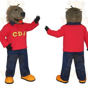 Brown Dog Red Blue Yellow Mascot Costume