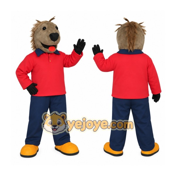 Brown Dog Red Blue Yellow Mascot Costume