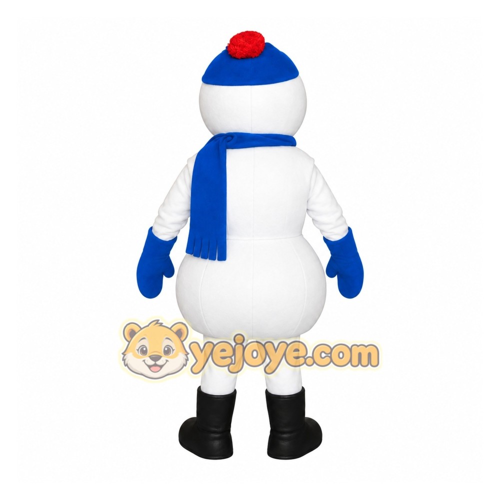White Blue Winter Snowman Mascot Costume