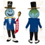 Blue Green Globe Gentleman Mascot Costume