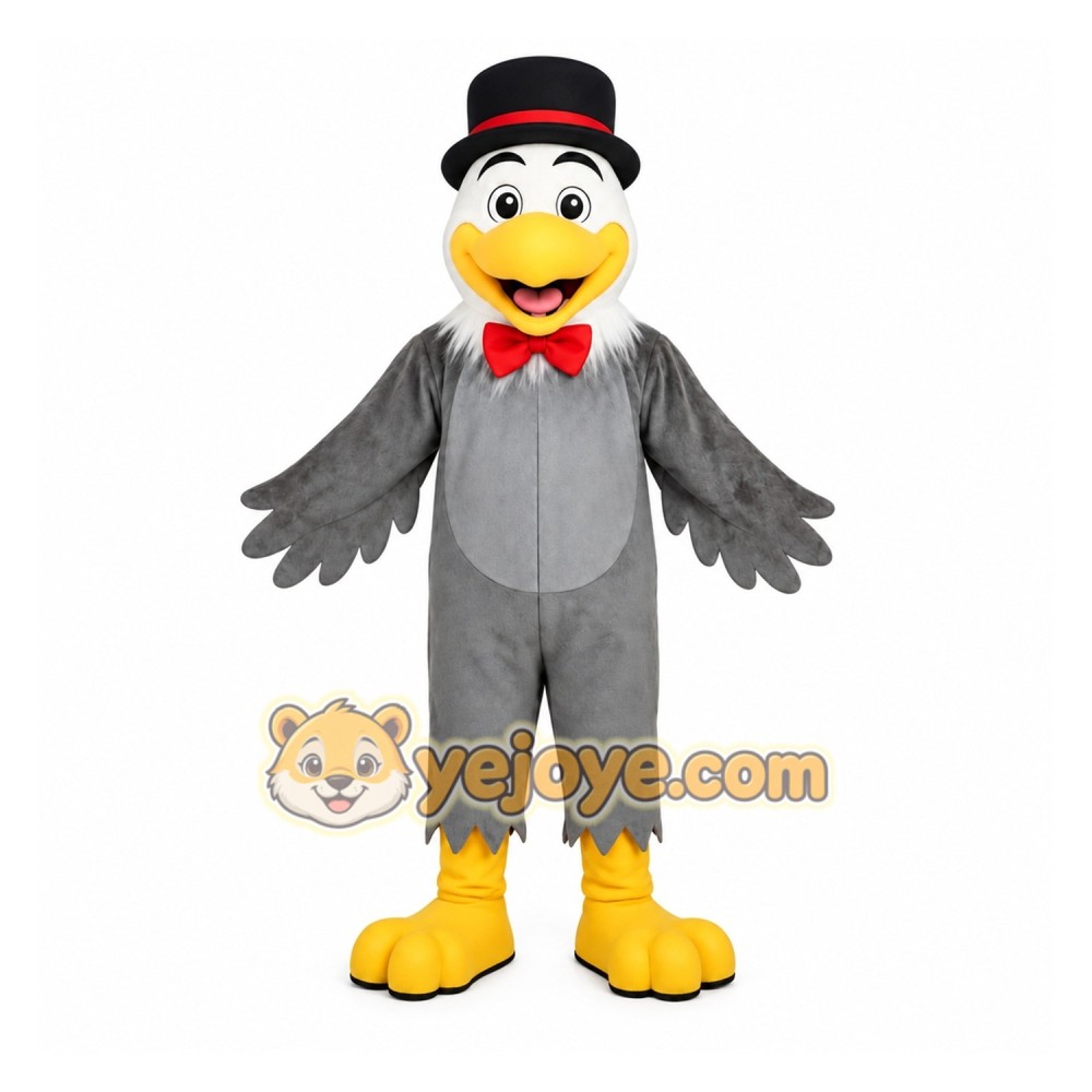 Gray Yellow Gentleman Eagle Mascot Costume Gray Yellow Gentleman Eagle Mascot Costume