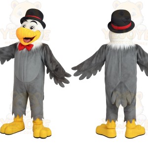 Gray Yellow Gentleman Eagle Mascot Costume