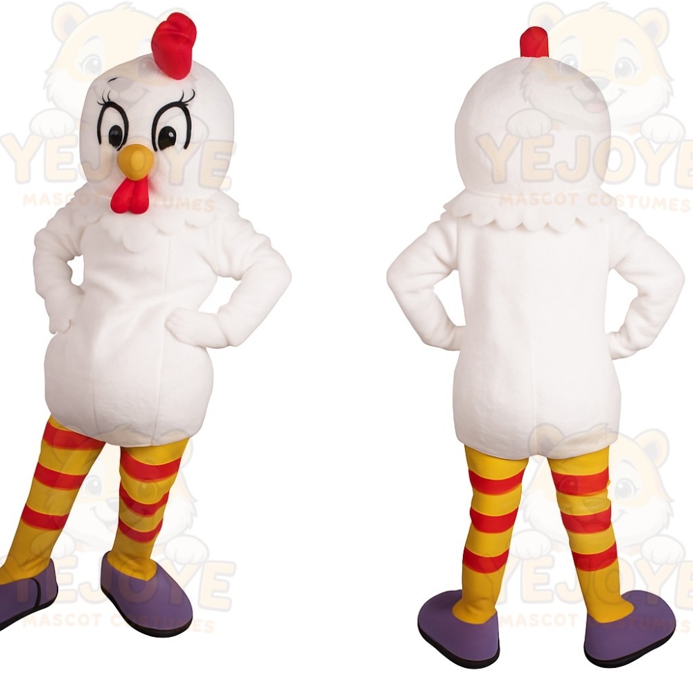 White Red Yellow Chicken Mascot Costume
