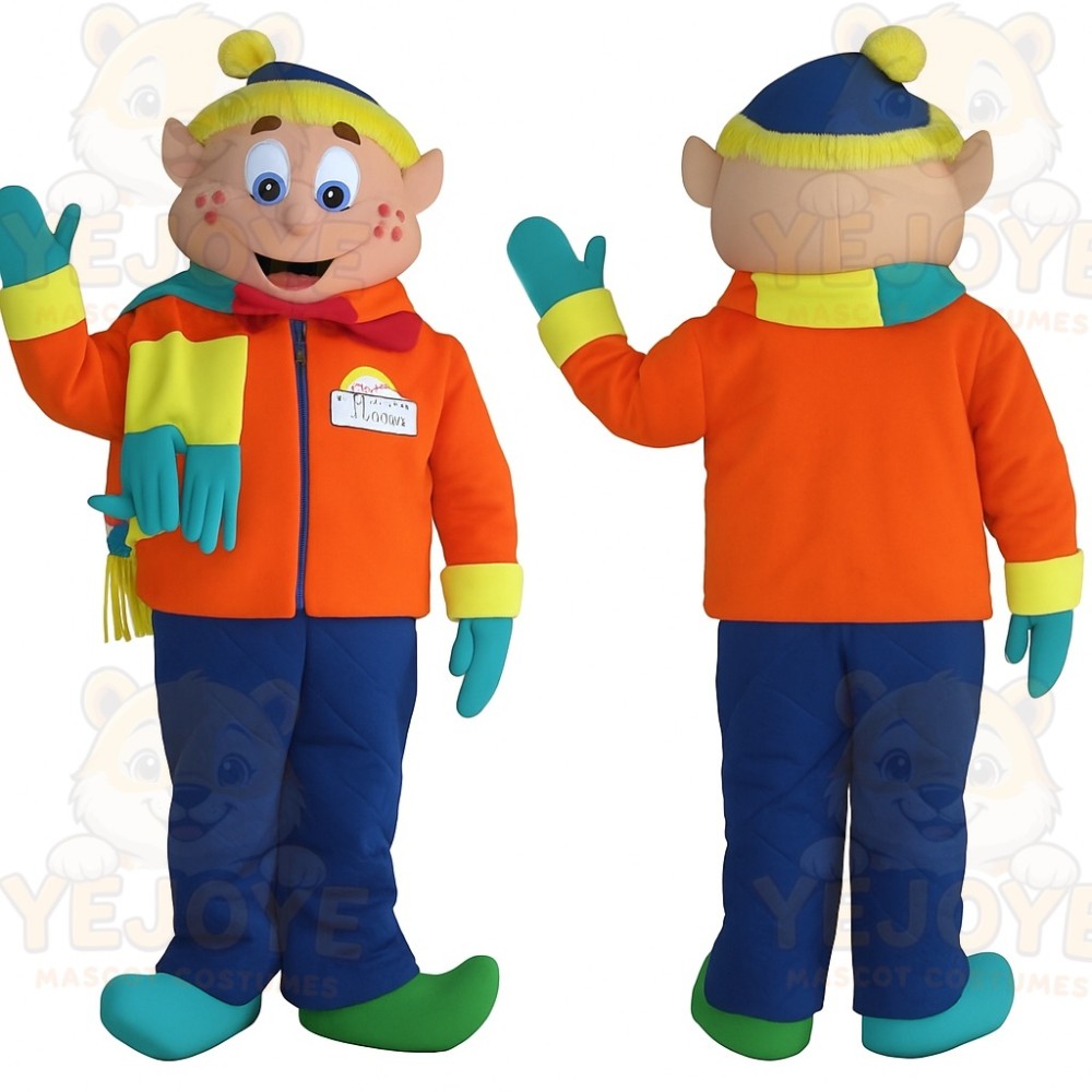 Orange Blue Yellow Elf Boy Mascot Costume