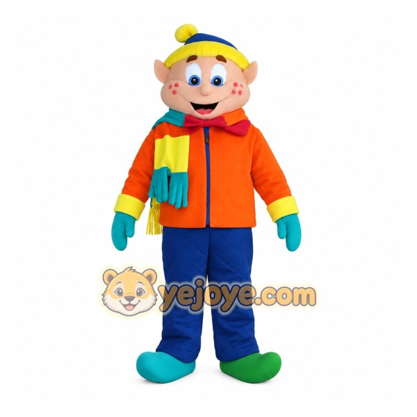 Orange Blue Yellow Elf Boy Mascot Costume