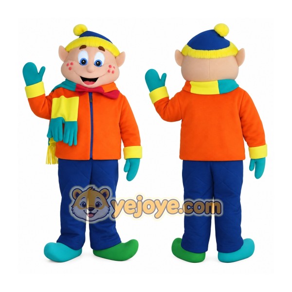 Orange Blue Yellow Elf Boy Mascot Costume