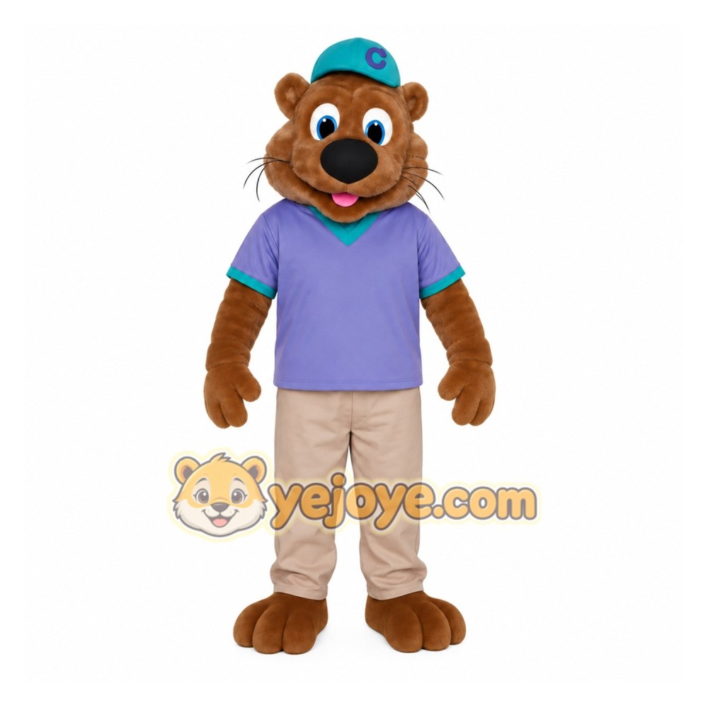 Brown Purple Teal Otter Mascot Costume Brown Purple Teal Otter Mascot Costume