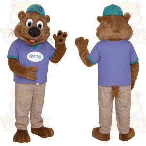 Brown Purple Teal Otter Mascot Costume