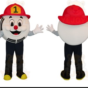 White Red Firefighter Ball Mascot Costume