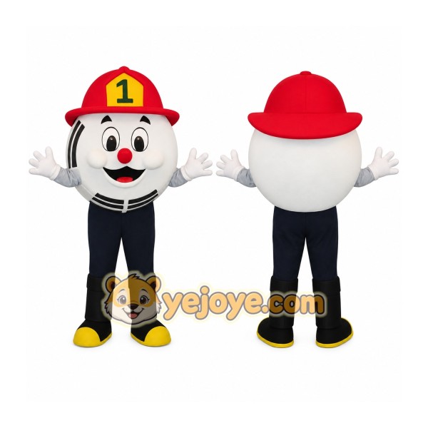 White Red Firefighter Ball Mascot Costume