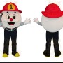 White Red Firefighter Ball Mascot Costume