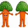 Orange Green Smiling Carrot Mascot Costume