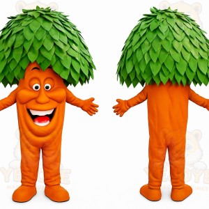 Orange Green Smiling Carrot Mascot Costume
