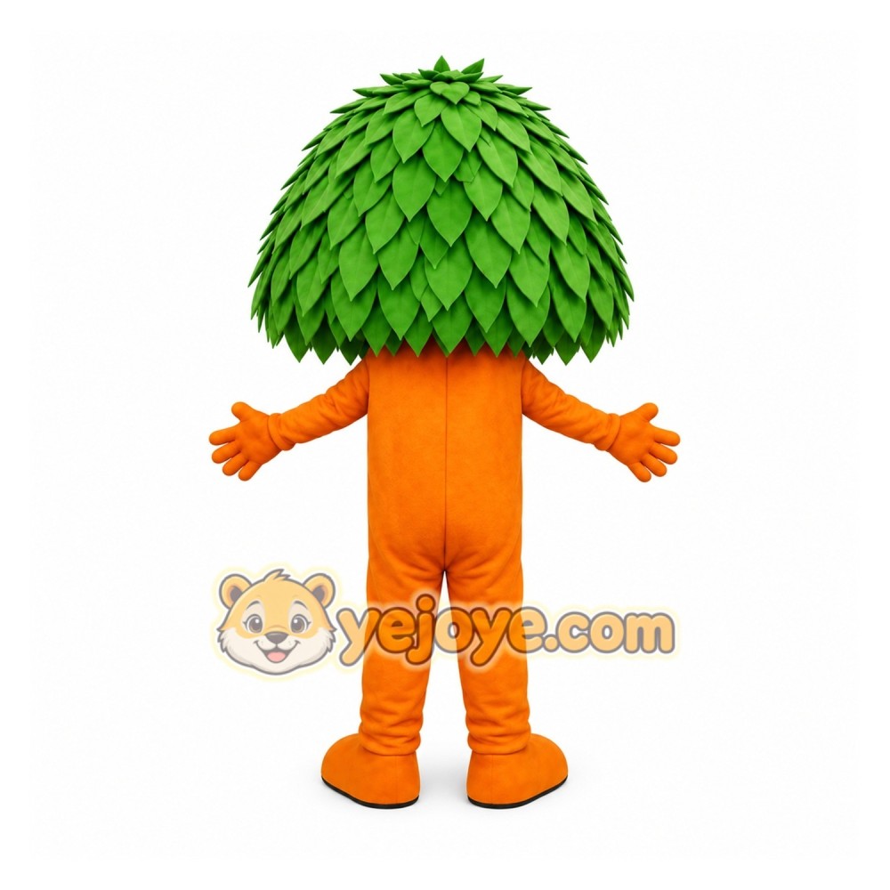 Orange Green Smiling Carrot Mascot Costume