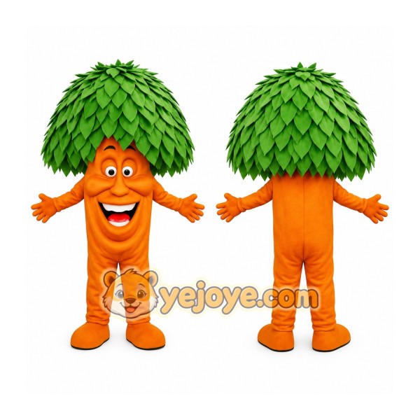 Orange Green Smiling Carrot Mascot Costume