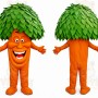 Orange Green Smiling Carrot Mascot Costume