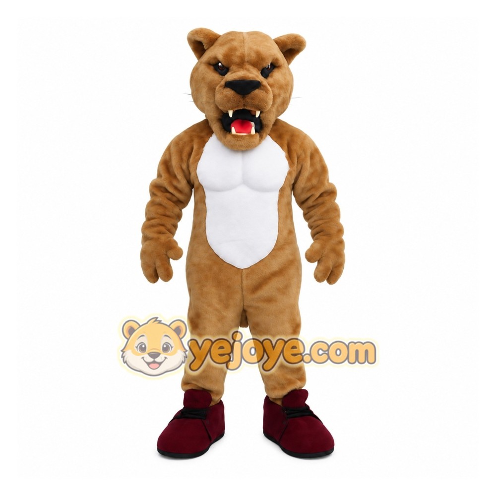 Brown White Mountain Lion Mascot Costume