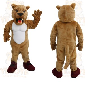 Brown White Mountain Lion Mascot Costume